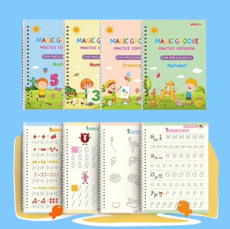 MagicGroove Tracing Book: Reusable Handwriting Practice with Disappearing Ink & Grooves