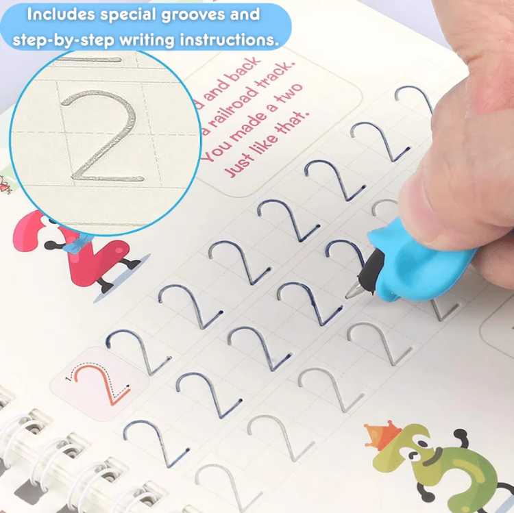 MagicGroove Tracing Book: Reusable Handwriting Practice with Disappearing Ink & Grooves
