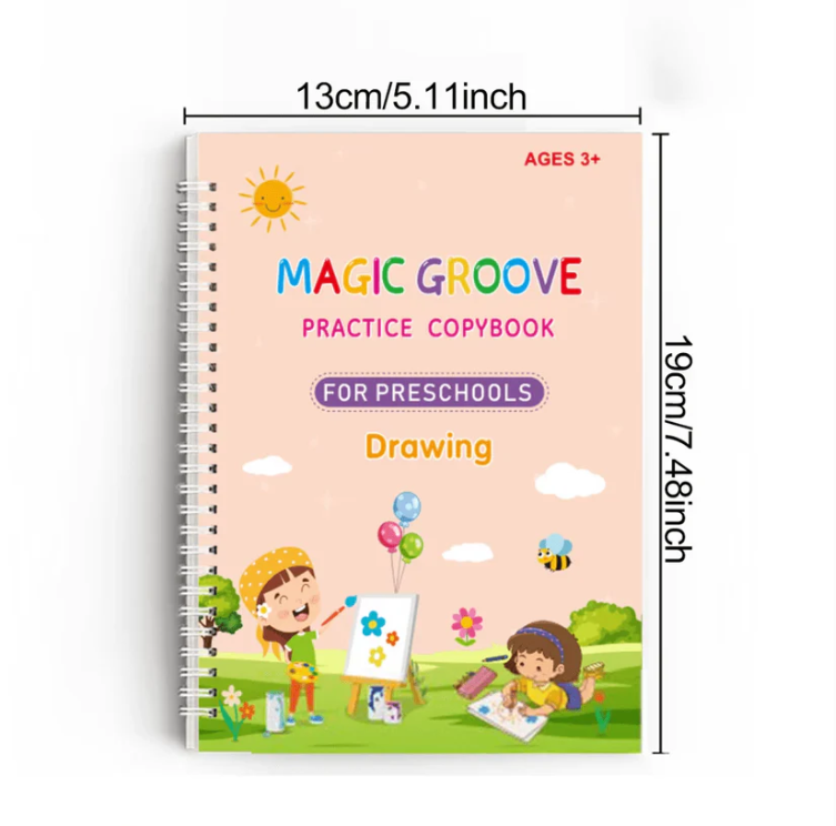 MagicGroove Tracing Book: Reusable Handwriting Practice with Disappearing Ink & Grooves