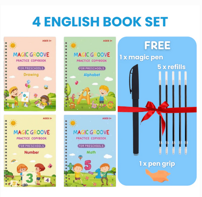 MagicGroove Tracing Book: Reusable Handwriting Practice with Disappearing Ink & Grooves