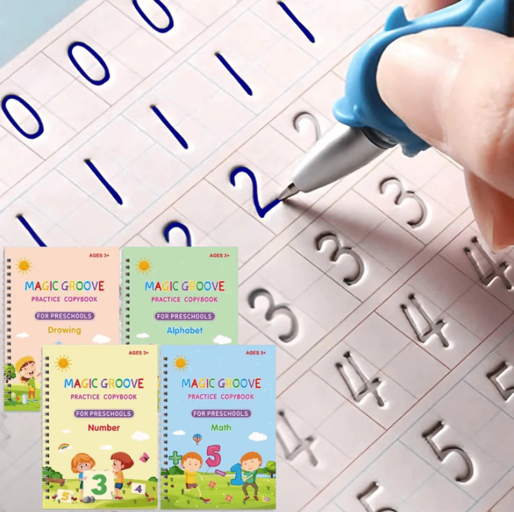 MagicGroove Tracing Book: Reusable Handwriting Practice with Disappearing Ink & Grooves