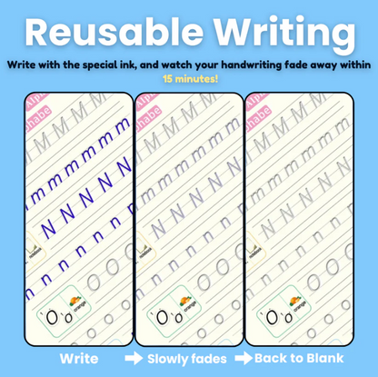MagicGroove Tracing Book: Reusable Handwriting Practice with Disappearing Ink & Grooves