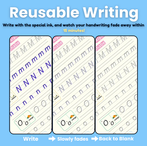 MagicGroove Tracing Book: Reusable Handwriting Practice with Disappearing Ink & Grooves
