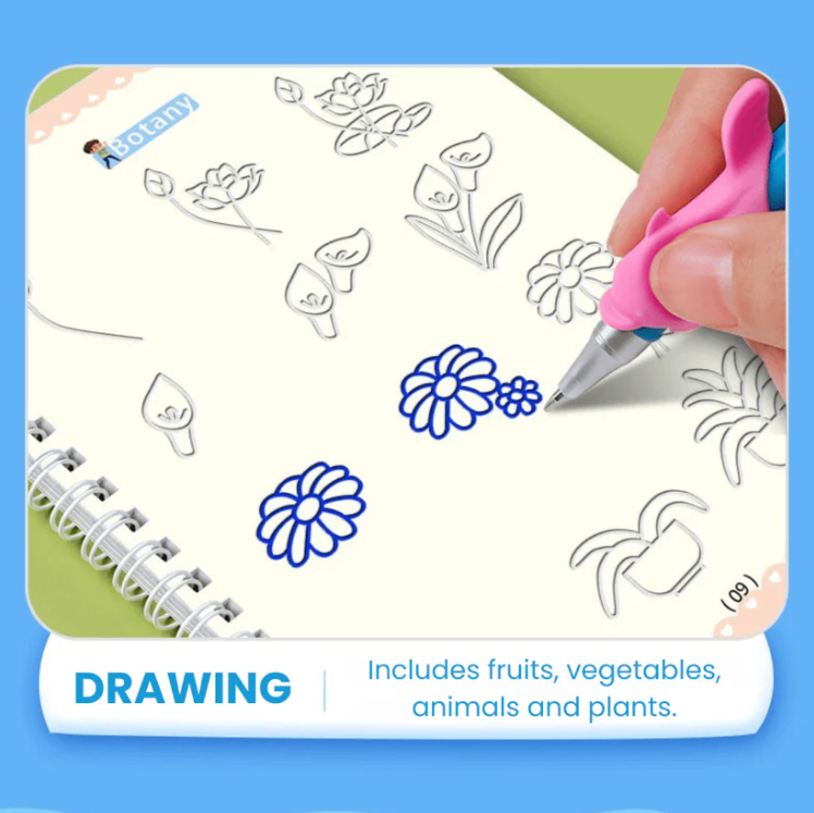 MagicGroove Tracing Book: Reusable Handwriting Practice with Disappearing Ink & Grooves